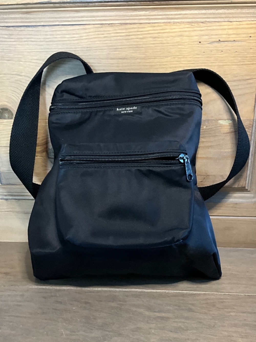 Kate Spade New York Black Nylon Mini Backpack Y2K Retro Silver Hardware EUC